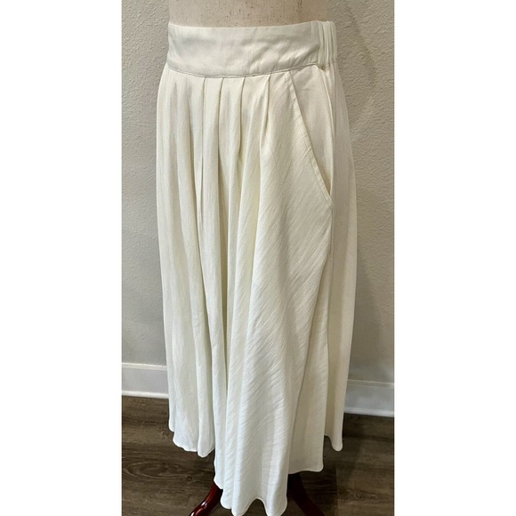 Mabel Cream Ivory Flowy Mid Calf Length Skirt Size Small Waist 26 - Picture 10 of 12